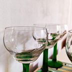 6X Vintage Duitse / Moezel Wijnglazen Groene Steel thumbnail 7
