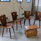 4 Vintage Houten Eet-Stoelen Uit De Jaren 50S/60S thumbnail 16