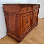 Vintage Antiek Dressoir Commode Ladekast Badkamermeubel Met Marmer Blad 707 thumbnail 7