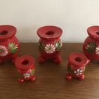 Set Van 5 Zweedse Vintage Bolkandelaren Kerst Handgemaakt thumbnail 3
