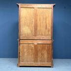 Belgische Pitch Pine Schoolkast Met Ribbelglas thumbnail 22