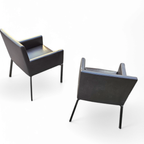 2 X Manet Minotti Arm Chairs 2004 / Dark Brown Leather / Chrome Height 83 thumbnail 7