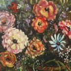 Stilleven Bloemen Vintage Schilderij Op Doek R. De Gryse thumbnail 11