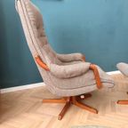 Deens Design Relax Fauteuil Met Voetenbank En Teak Hout thumbnail 16