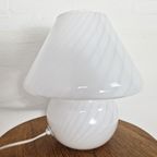 Murano Witte Swirl Mushroom Lamp, Jaren 70 thumbnail 3