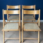 2 Vintage Klapstoelen / Eetkamerstoelen, Rotan, Zeer Net, Habitat Jaren 80 thumbnail 13