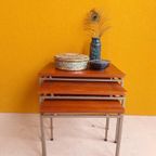 Brocante Vintage Landelijke Eikenhouten Witte Eettafel Tafel thumbnail 18
