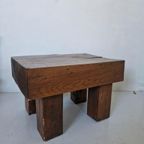 Brutalist Wabi Sabi Massief Houten Bijzettafel thumbnail 3