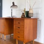 Vintage Teak Houten Bureau Uit De Jaren 50 / 60 thumbnail 10