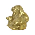 Messing Hond Met Puppies Bloedhond Basset Geel Koper Sculptuur 14Cm thumbnail 11