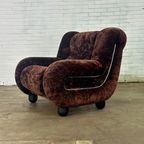 Vintage Italiaanse Fauteuil In Donkerbruin Velours thumbnail 2