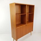 Vintage Deense Boekenkast Met Klep Teak Fineer thumbnail 6