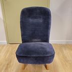 Vintage Theo Ruth Congo Fauteuil Stoel Donker Blauw thumbnail 4