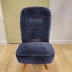 Vintage Theo Ruth Congo Fauteuil Stoel Donker Blauw thumbnail 10