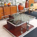 Vintage Space Age Salontafel Rookglas Chroom 70S thumbnail 7