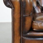 In Goede Staat Verkerende En Luxe Klassieke Rundleren Engelse Chesterfield Fauteuil thumbnail 10