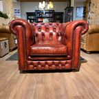 Engelse Bendic Chesterfield Club Fauteuil In Oxblood Rood Volnerf Leer thumbnail 3