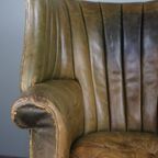 Onvoorstelbaar Mooi Gepatineerde Antieke Wingback Bibliotheekstoel, Oorfauteuil thumbnail 10