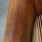 Set Van 2 Cognac-Kleurige, Karaktervolle Vintage Schapenleren Clubfauteuils thumbnail 8