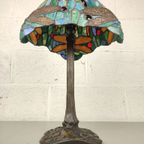 Tiffany Lamp Met Libellen Op Bronzen Voet thumbnail 3