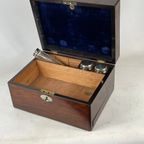 19Th C Fine English Mahogany Fineer Writing Box - 100% Complete + Secret Drawers thumbnail 5