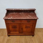Vintage Antiek Dressoir Commode Ladekast Badkamermeubel Met Marmer Blad 611 thumbnail 2