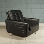 Vintage Lederen Fauteuil – Zwart – Jaren 70 thumbnail 9