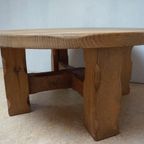 Brutalist Wabi-Sabi Ronde Eikenhouten Salontafel, Nederland 1960'S thumbnail 10