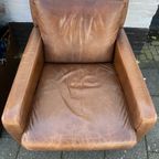 Strakke Leren Fauteuil In Nette Staat, Art Deco Stijl,75 Cm Hoog Achterkant thumbnail 5