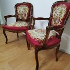 Set Brocante Vintage Franse Louis Xv Stoeltjes, Fauteuils Set Prijs thumbnail 4