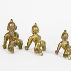 Vintage Mooie Messing Hindoe God Baby Krishna Standbeeld Decoratieve Figuur - Lord Little Baby Kr thumbnail 5