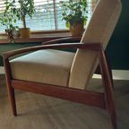 Vintage Fauteuil Teak Velours thumbnail 2