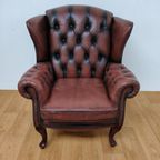 Vintage Chesterfield Stijl Fauteuil, Oorfauteuil 209 thumbnail 8