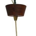 Ca. 1960’s Ceiling Fixture - Scandinavian Design - With Teak Wood And Curved Glass, thumbnail 5