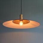 Grote Vintage Hanglamp In Messing En Bordeau Gelakt Metaal thumbnail 8