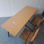 Vintage Stoer Industriële Schoolbank Uit Frankrijk thumbnail 10