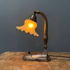 Antieke Art Nouveau Tafellamp Met Matglazen Kapje thumbnail 18