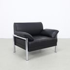 Postmodern Lounge Chair In Chrome And Leather, 1980S thumbnail 2