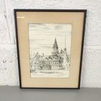 Piet Hollevoet - Tekening - Veurne Gerechtshof En Belfort thumbnail 2