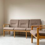 Vintage Houten Zithoek 3 Zitsbank En 2 Fauteuils thumbnail 9