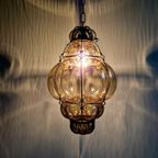 Venetiaanse Ophanging In Geblazen Glas En Gesmeed Metaal thumbnail 6