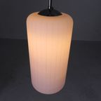 Vintage Hanglamp Met Cilindervormige Wit Glazen Kap, Jaren 50 thumbnail 11