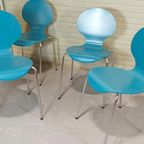 Set Van 4 Vlinderstoelen Eetkamerstoelen, Blauw thumbnail 2