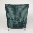 Vintage Design Fauteuil Nieuw Gestoffeerd Groene Rib thumbnail 7