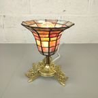 Tiffany Lampje Op Bronzen Voet thumbnail 2