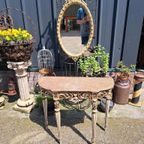 Antieke Console, Sidetable, Wandtafel Met Bijbehorende Spieg thumbnail 2