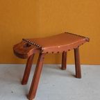 Retro Vintage Ronde Kruk, Blauwe Stoffering, Hairpinlegs thumbnail 18