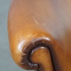Karaktervolle En Comfortabele Cognac-kleurige Vintage Schapenleren Armchair thumbnail 8