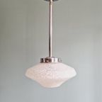 Art Deco Hanglamp In Wit Gespikkeld Glas, Jaren 30 thumbnail 8