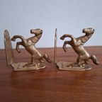 Paar Vintage Messing Boekensteunen, Steigerende Paarden Hollywood Regency thumbnail 12